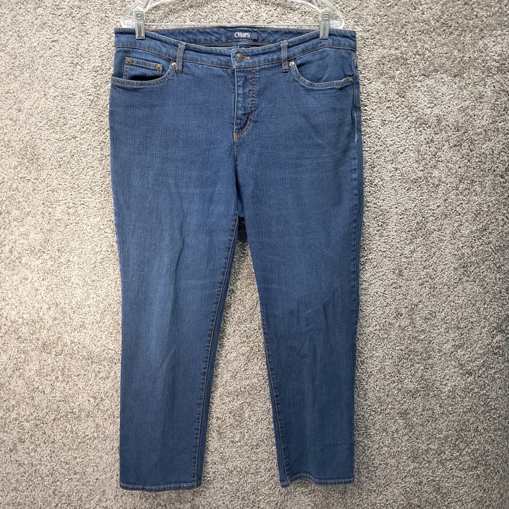 Chaps Daniella Curvy Straight Leg Jeans Womens 16W Dark Wash Blue Stretch Denim
